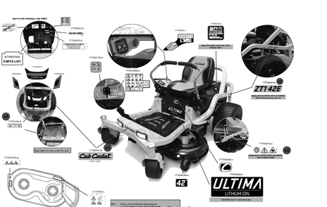 Label Map Diagram and Parts List for ZT1-42E (34ABA2CSB10)(2023) Cub Cadet Lawn Tractor